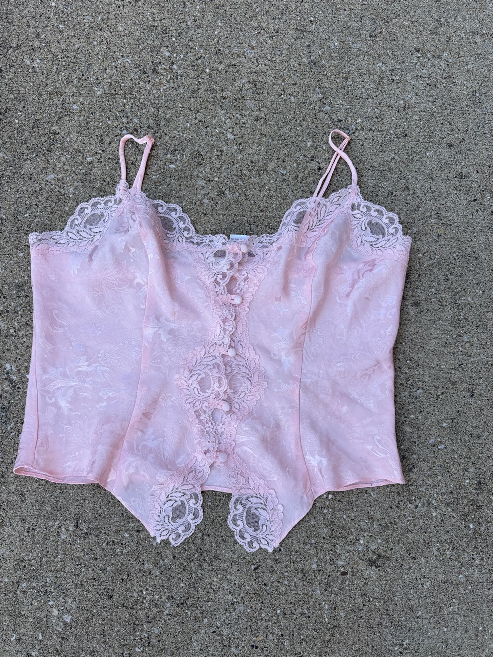 Vintage 90s Victoria’s Secret Gold Label Satin Lace Chamise Top Size M